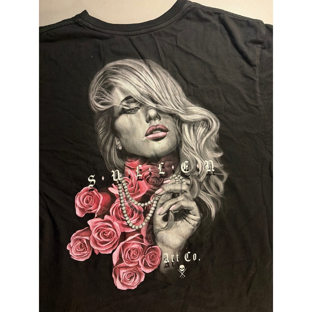 Sullen Art Collective Graphic T-Shirt Mens XL Black Artist Series Rose Tattoo